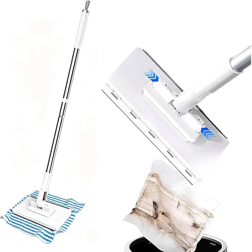 Snap Grip Mini Mop - No Wash Lazy Sweeper Mops, Zero Touch Disposable Dust Mop (Long Mop)