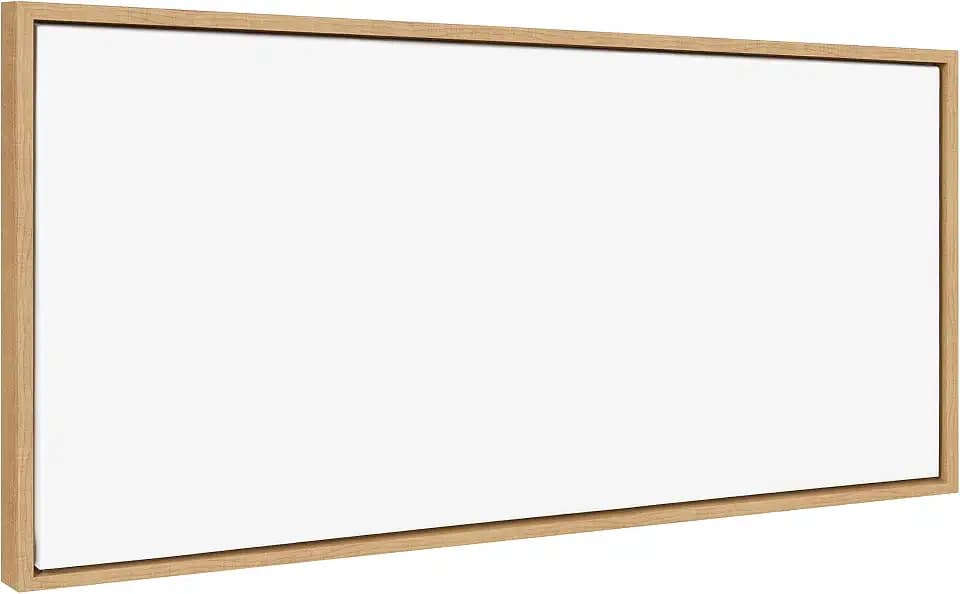 Kate and Laurel Sylvie Blank Framed Canvas Wall Art, 18x40 Natural, Modern Empty Canvas for Paint-Your-Own Art, Premium Canvas Already Framed