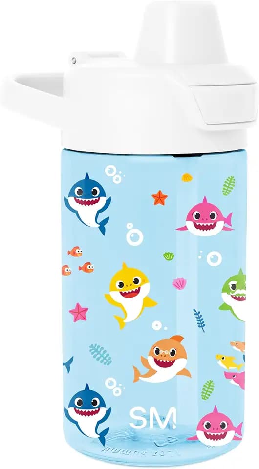 Simple Modern Baby Shark Kids Tritan Plastic Summit Water Bottle | 12 oz BPA-Free Cup with Covered Leak Proof Straw Lid for Boys, Girls, Toddlers | Friends