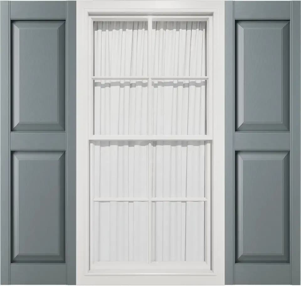 12"W x 39"H Mid-America Vinyl, Standard Size Williamsburg Double Panel Shutters, w/Installation Shutter-Lok's & Matching Screws (Per Pair), 419 - Storm Cloud