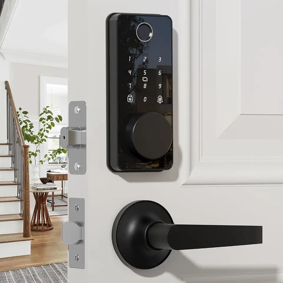 Smart Lock with Handles, Biquole Fingerprint Door Lock for Front Door
