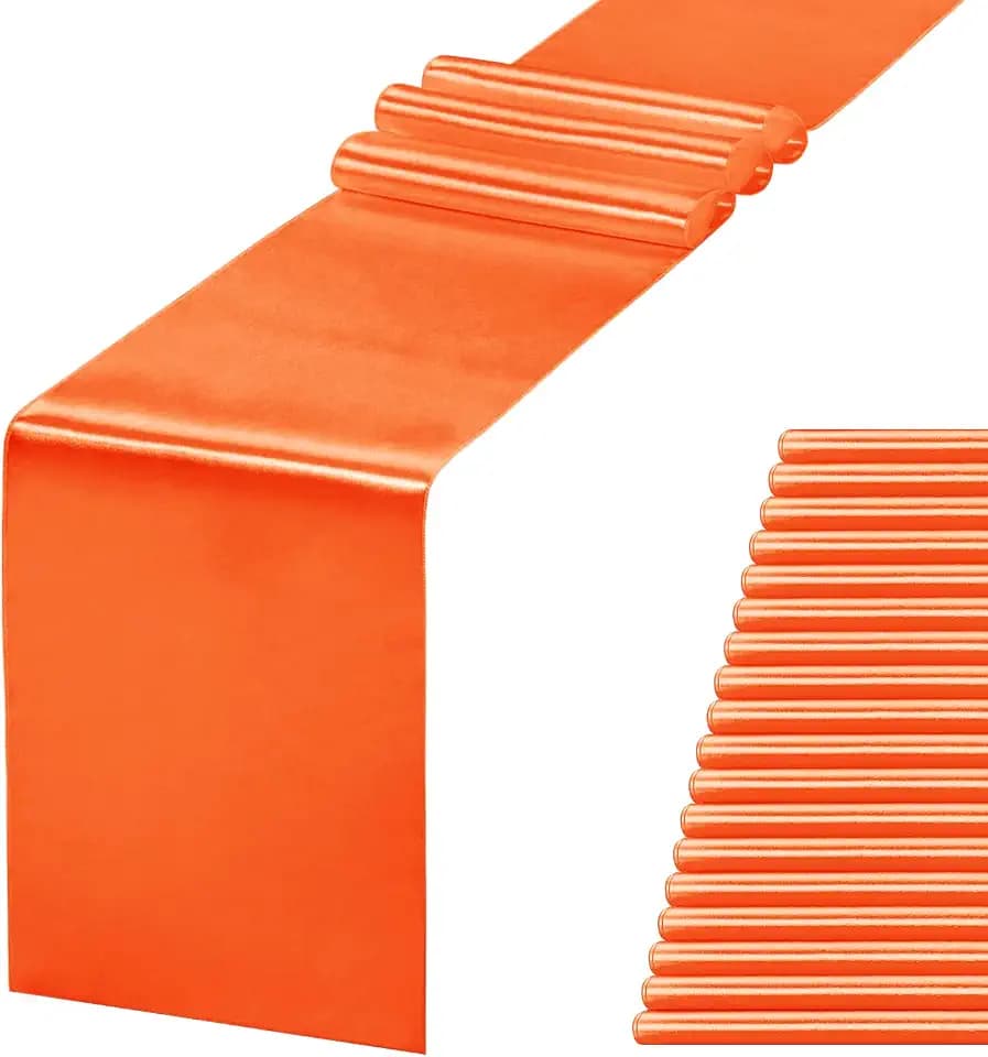 20 Pack Satin Table Runner 12 X 108 Inch Silk Table Runner for Party,Wedding, Birthday, Banquets,Decoration(Orange)