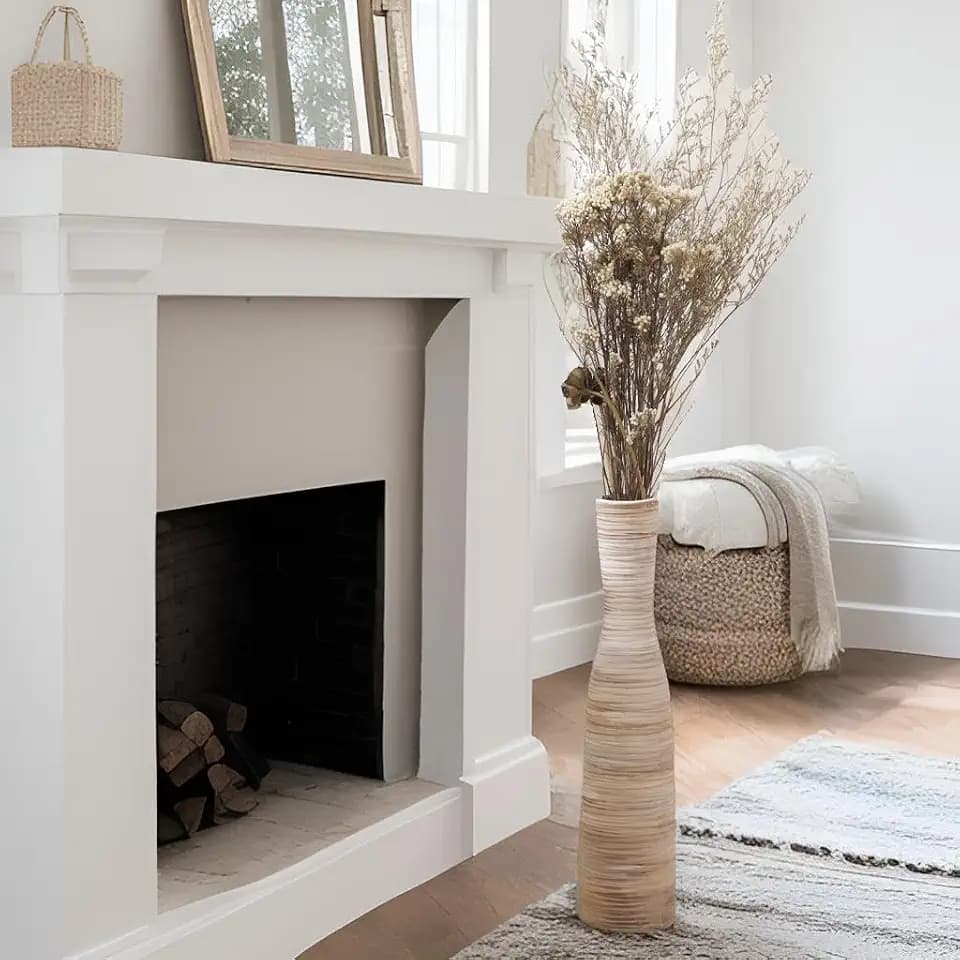 ALMA 16" Tall Skinny Floor Vase, Decorative Thin Vase for Pampas Grass