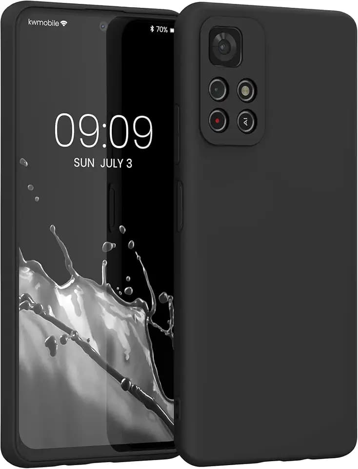 kwmobile Hülle für Xiaomi Redmi Note 11S 5G / Poco M4 Pro 5G TPU Case - Handyhülle unterstützt kabelloses Laden, Flexible Schutzhülle, gummiertes Cover in Schwarz