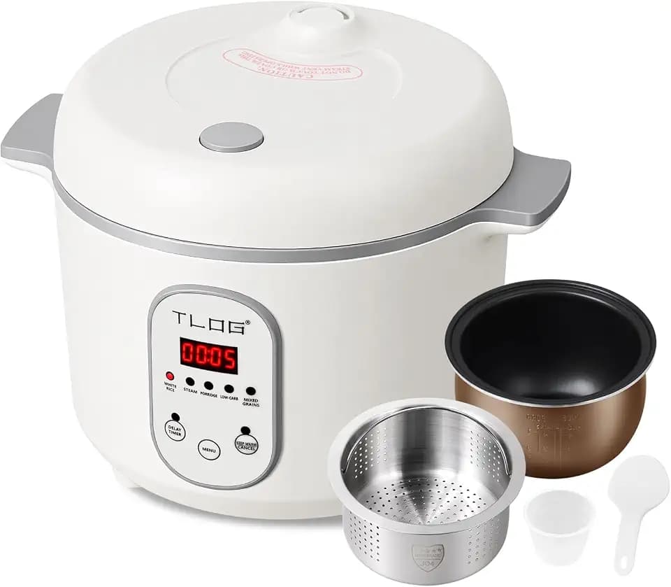 TLOG Low Carb Rice Cooker, 4-Cup Uncooked, 2L, 5 Presets, 24H Timer