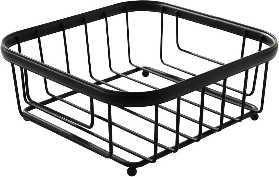 Spectrum Ashley Flat Napkin Holder Basket for Kitchen Counter & Dining Table Decor, Modern Heavy Duty Easy Access Napkin Dispenser for Cocktail Napkins, Black