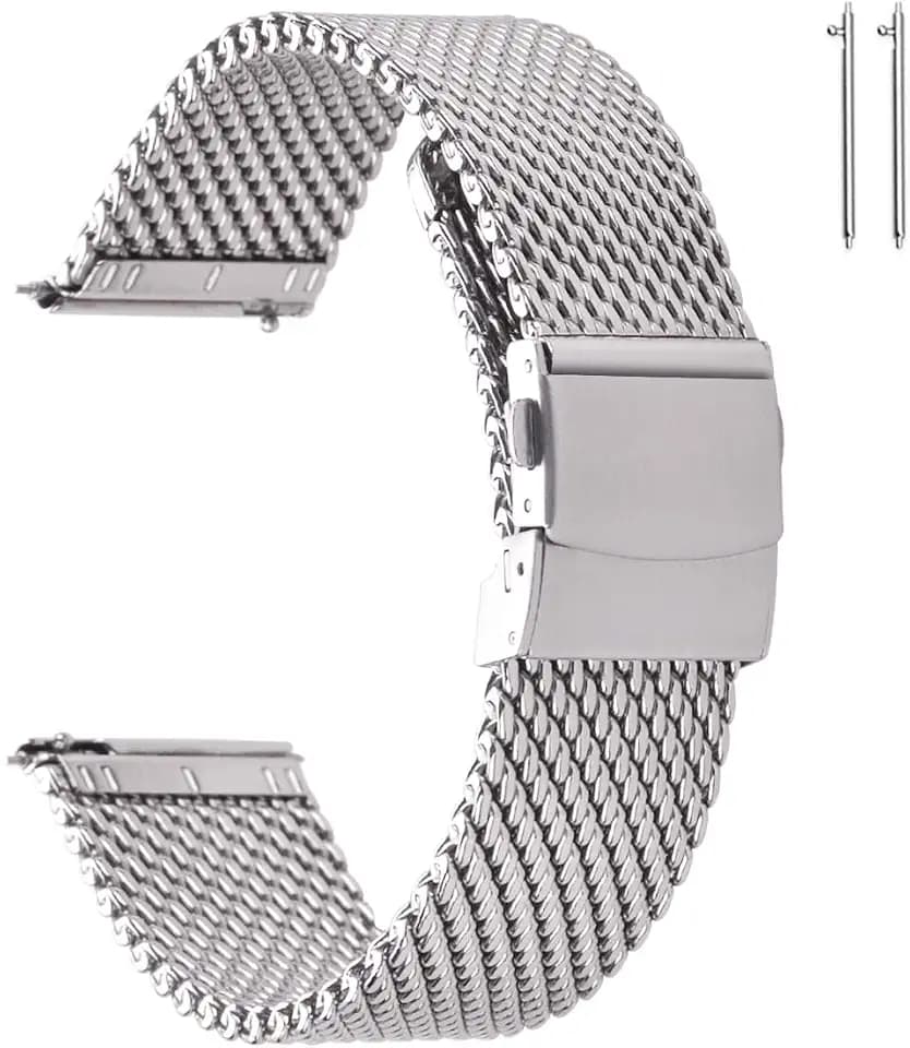 EACHE Heavy Duty Stainless Steel Mesh Watch Band 18mm 20mm 22mm