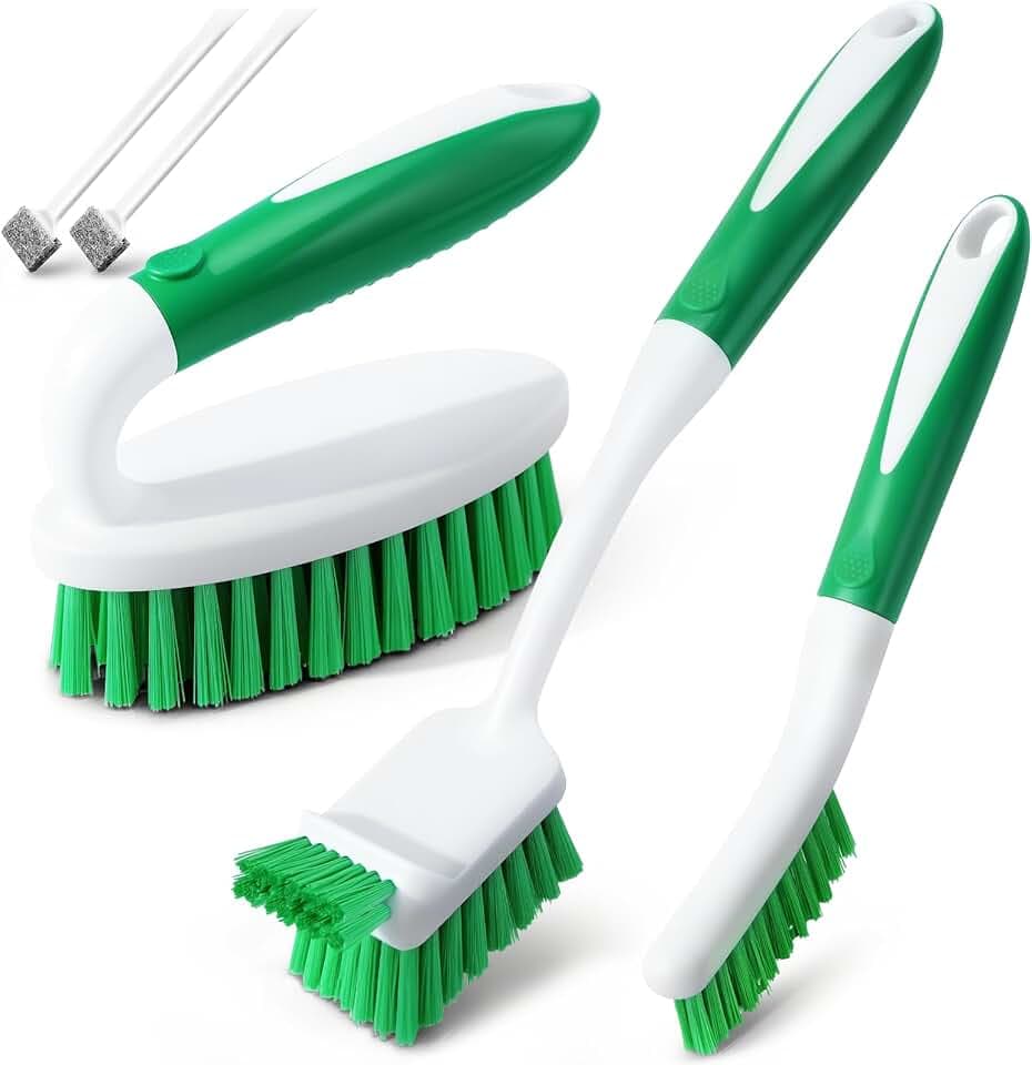 Holikme 5 Pack Cleaning Brush Scrub Brush Kitchen Brush for Floor,Green