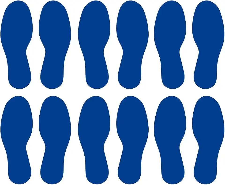 LiteMark Durable Vinyl Footprint Floor Decal Stickers, Blue, 9 in, 6 Pairs