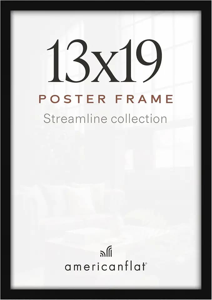 Americanflat 13x19 Poster Frame - Slim Molding - Black
