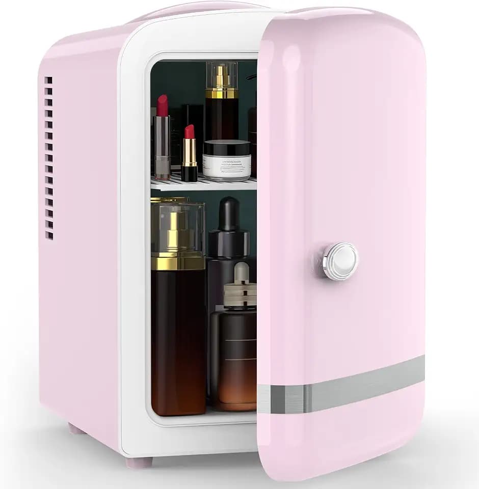 Electactic Mini Fridge, 4L/6 Cans Cosmetic Fridge for Bedroom, Pink
