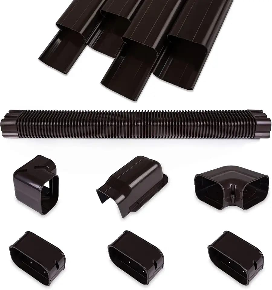 5" 17Ft PVC Decorative Line Set Cover Kit for Ductless Mini Split Air Conditioners 17FT Line Set Cover for Heat Pump System and Central AC(BROWN)
