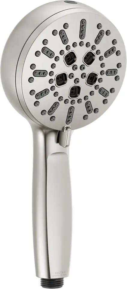 Delta 7-Setting Brushed Nickel Wall-Mount Handheld Shower Head with ProClean Spray, Hand Held Shower Head with High Pressure Spray, Lumicoat Stainless 59584-SS-PR-PK