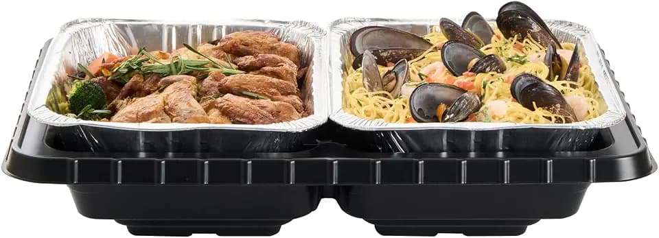 Restaurantware Black Plastic Flameless Disposable Food Warming Tray, 5 Pack