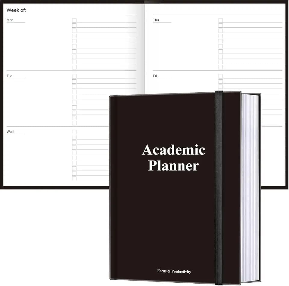 Academic Planner for 2026-2027 or Anytime – 8.5" x 11" Undated Weekly Student Planner For Homeschool, High School, College & Nursing Students, 200 Pages, Black