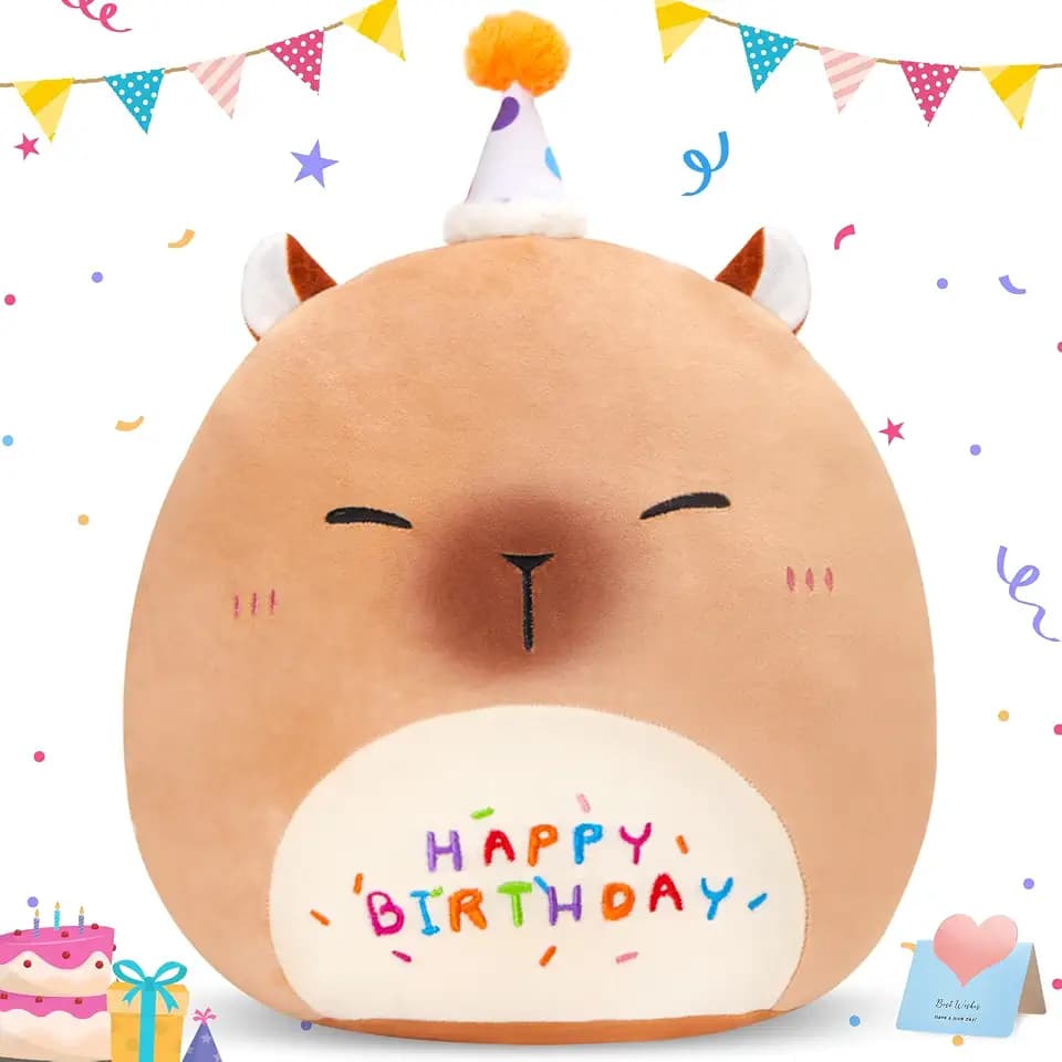 14'' Birthday Capybara Plush Pillow Stuffed Animal Kawaii