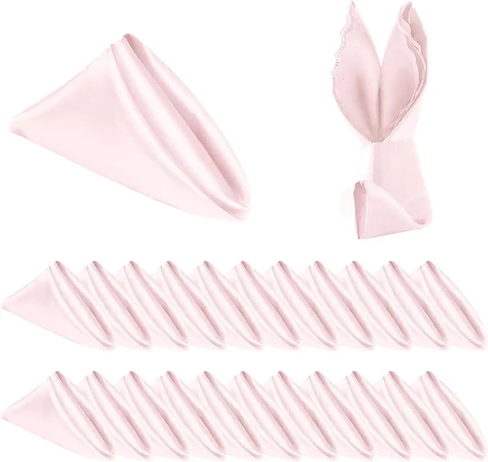 Homiest Blush Pink 17x17 Satin Napkins 24 Pack Scalloped Edge