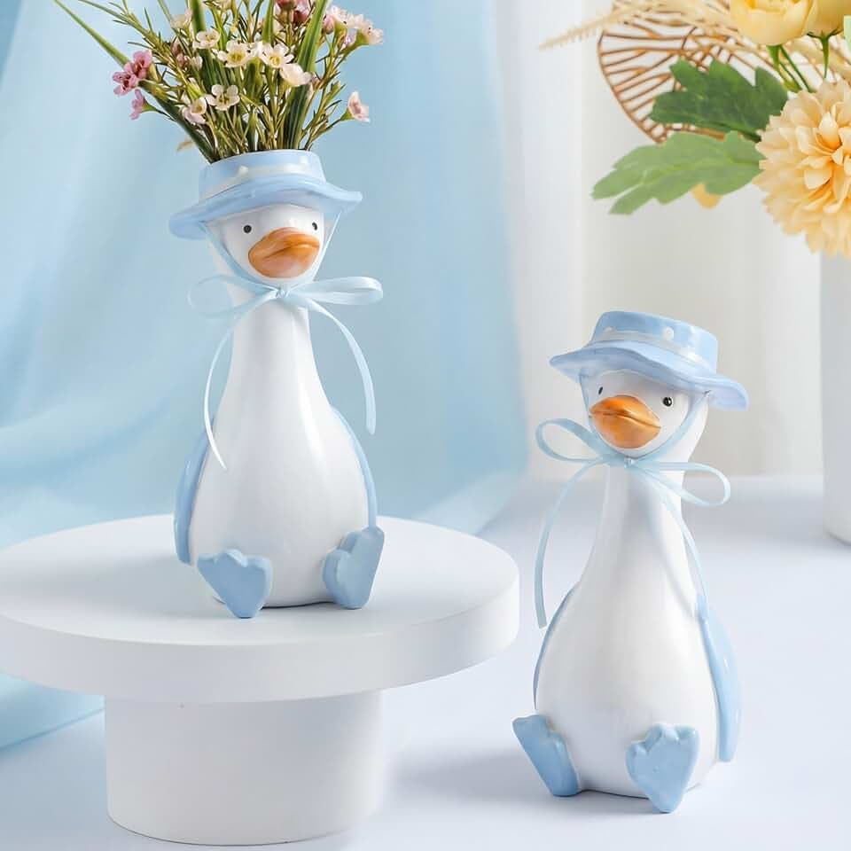 2 Pcs Silly Goose Vase Funny Flower Vase, Blue