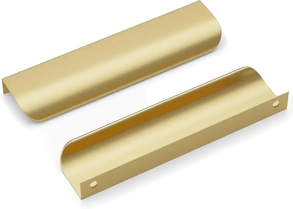 Goldenwarm 15 Stück Profilgriff 128mm Türgriff Profilgriff Küchengriffe Aluminium Geschwungener Schubladengriff Verdeckter Möbelgriffe Schrankgriffe (Gold)