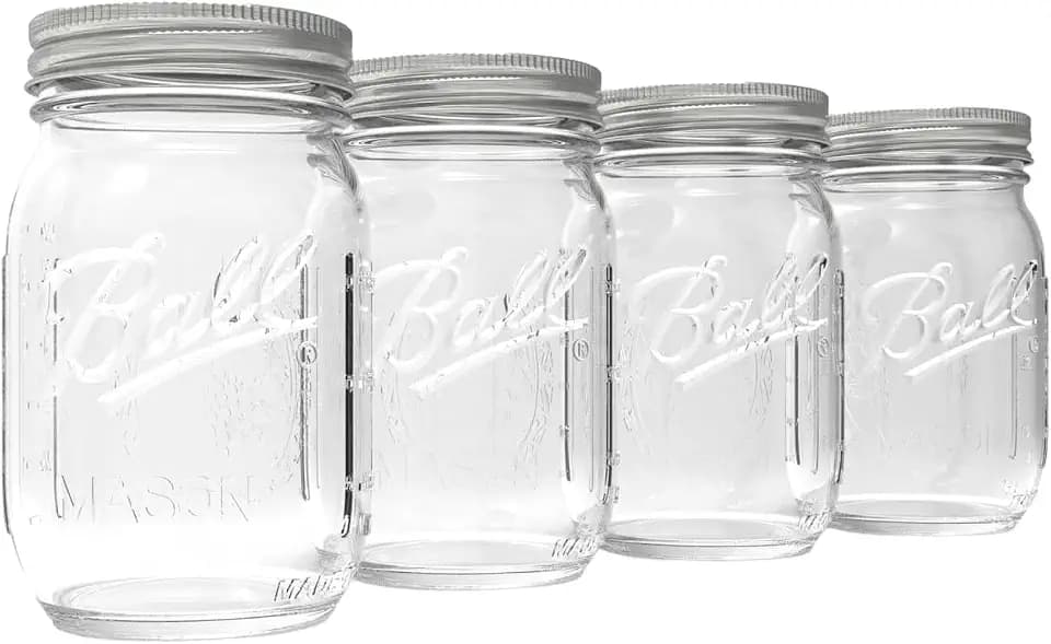 Ball Glass Mason Jars, Regular Mouth, SureTight Lids, 16oz, 4-Count