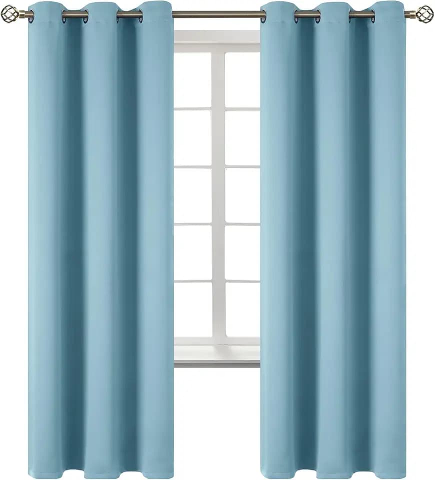 BGment Greyish Blue Room Darkening Curtains 72 Inch for Bedroom - 2 Panels