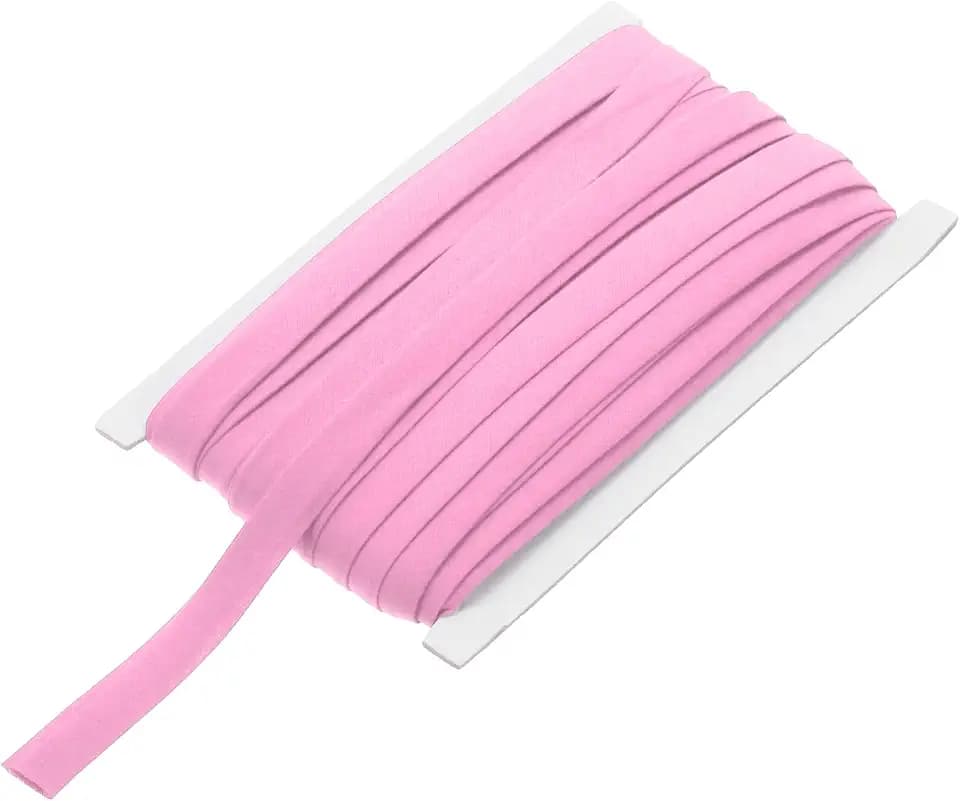 MECCANIXITY 1/2 Inch Double Fold Bias Tape Continuous Bulk Cotton Bias Tape for Sewing Seaming Quilting Hemming Binding Crafts (Pink 25 Yards)