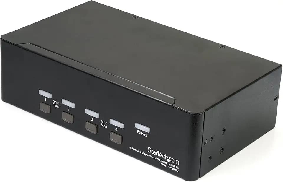 StarTech.com Port Dual DisplayPort KVM Switch DP 4K 60Hz KVM-/Audio-/USB-Switch 4 x KVM/Audio/USB 1 lokaler Benutzer Desktop an Rack montierbar