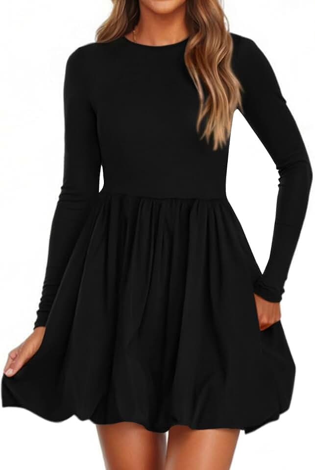 PRETTYGARDEN Fall Dresses for Women 2026 Bubble Mini Dress