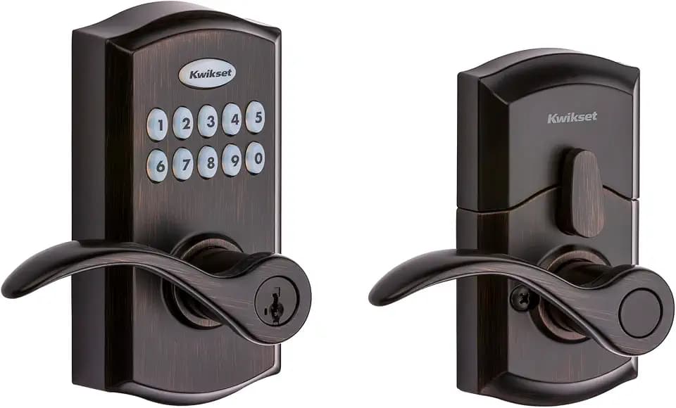 Kwikset 955PML-11PS Pembroke Lever Commercial Grade Electronic Smartcode Lever Lock with SmartKey Venetian Bronze Finish