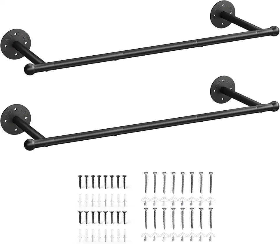 OROPY 33" Industrial Pipe Clothing Rack, Wall Mounted Clothes Rack 2 Pack
