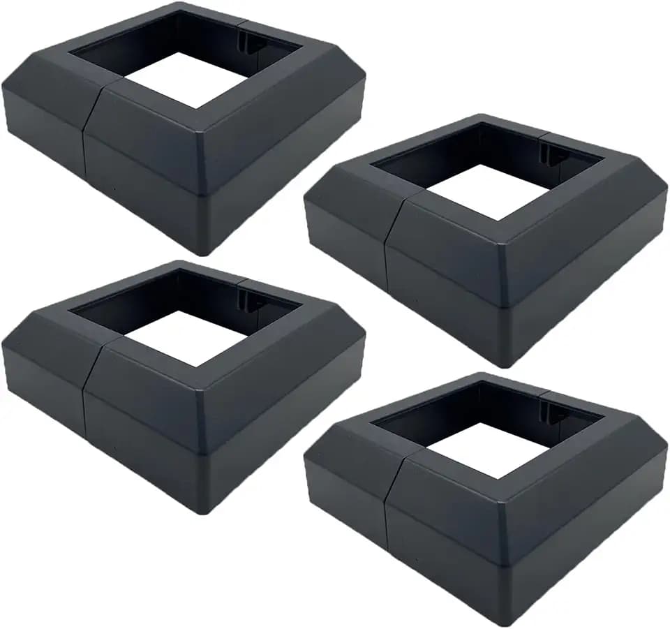 Aluminum Split Post Base Cover, 4 Pack Deck Post Base Cover for 4"x4" BaseIndoor Outdoor Deck railings, Stairs, Porches, Black
