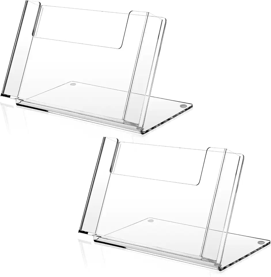 Threehoney 2 Pcs Clear Acrylic Postcard Holder 4 x 6 In Brochure Organizer