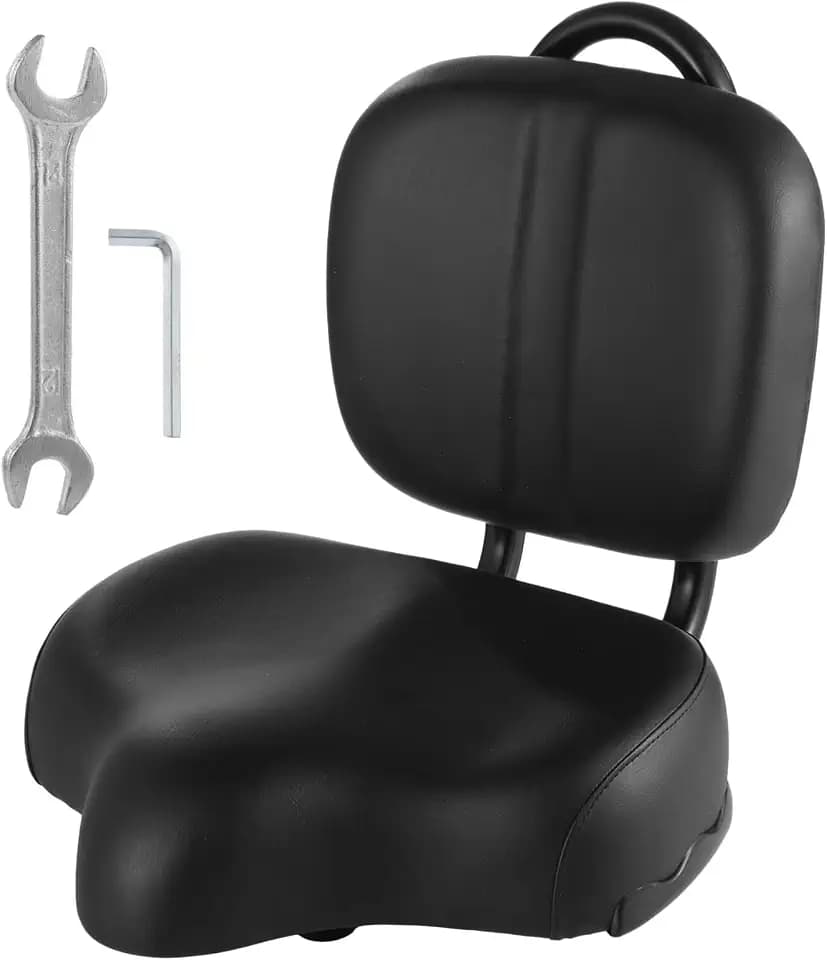 Bike Seat with Backrest,Extra Wide Bicycle Seat with Back Support,Extra-Large Bicycle Seat with Padded PU Cushion Saddle Fit for Tricycle Mountain E-Bike, Includes Installation Tools