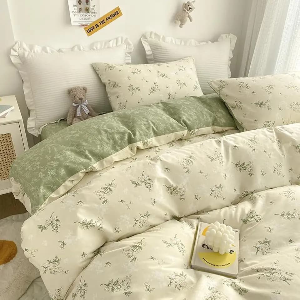 Sedefen Floral Duvet Cover Full 100% Cotton Reversible Botanical Bedding