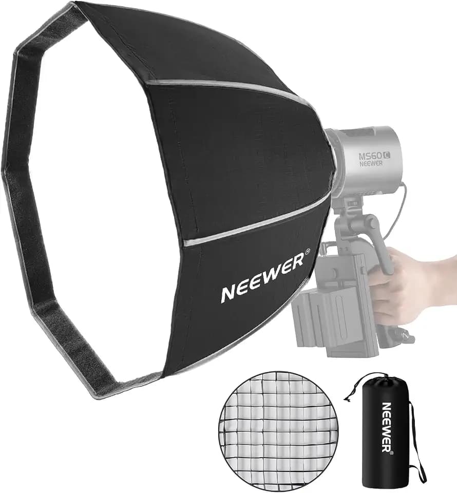 NEEWER Octagonal Softbox 50 cm mit NEEWER Mount(Not Bowens Mount),Octabox Softbox Folding & Quick Installation mit Honeycomb Light Diffuser für MS60 MS60B MS60C MS150B LED Video Studio Light, NS4P