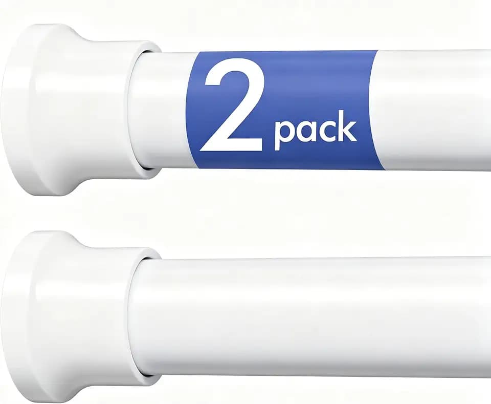 Corklatta 2 Pack White Spring Tension Curtain Rods Adjustable 24-48 Inch