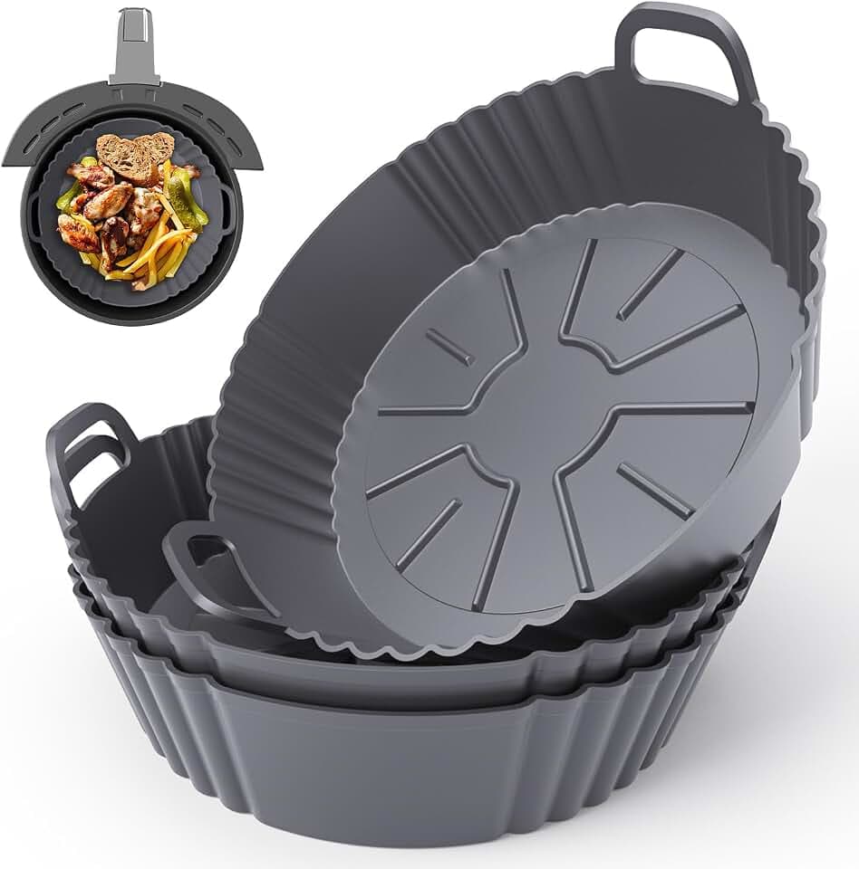 Round Silicone Air Fryer Liners 3 Pack 4-5.3QT for Ninja AF101/161