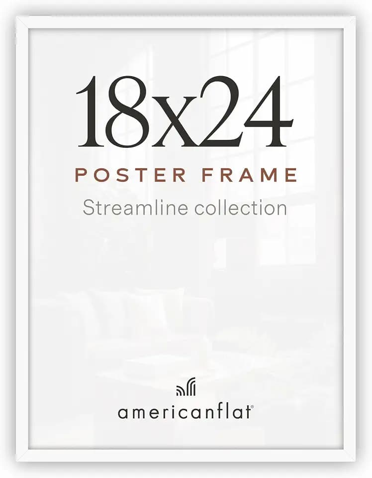 Americanflat 18x24 Poster Frame - Slim Molding - White
