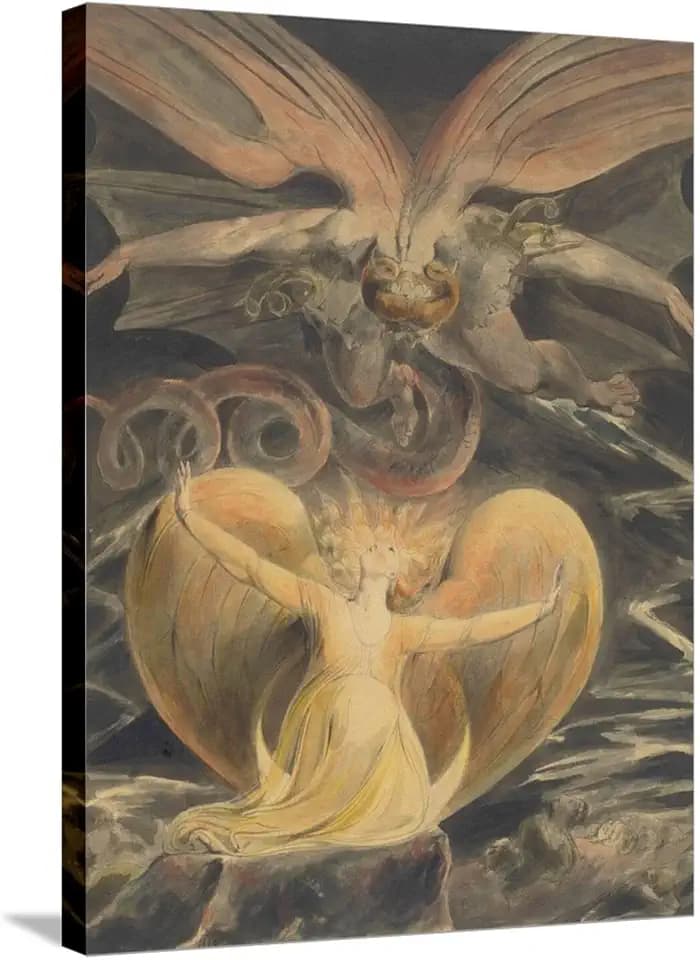 ART.COM Stretched Canvas Print The Great Red Dragon and the Woman Clothed with the Sun, 1805 by Williiam Blake, 24" x 32"