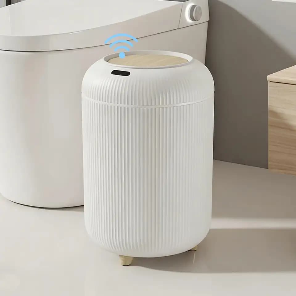 URALFA Bathroom Trah Can with Lid, Motion Sensor Trash Can Touchless