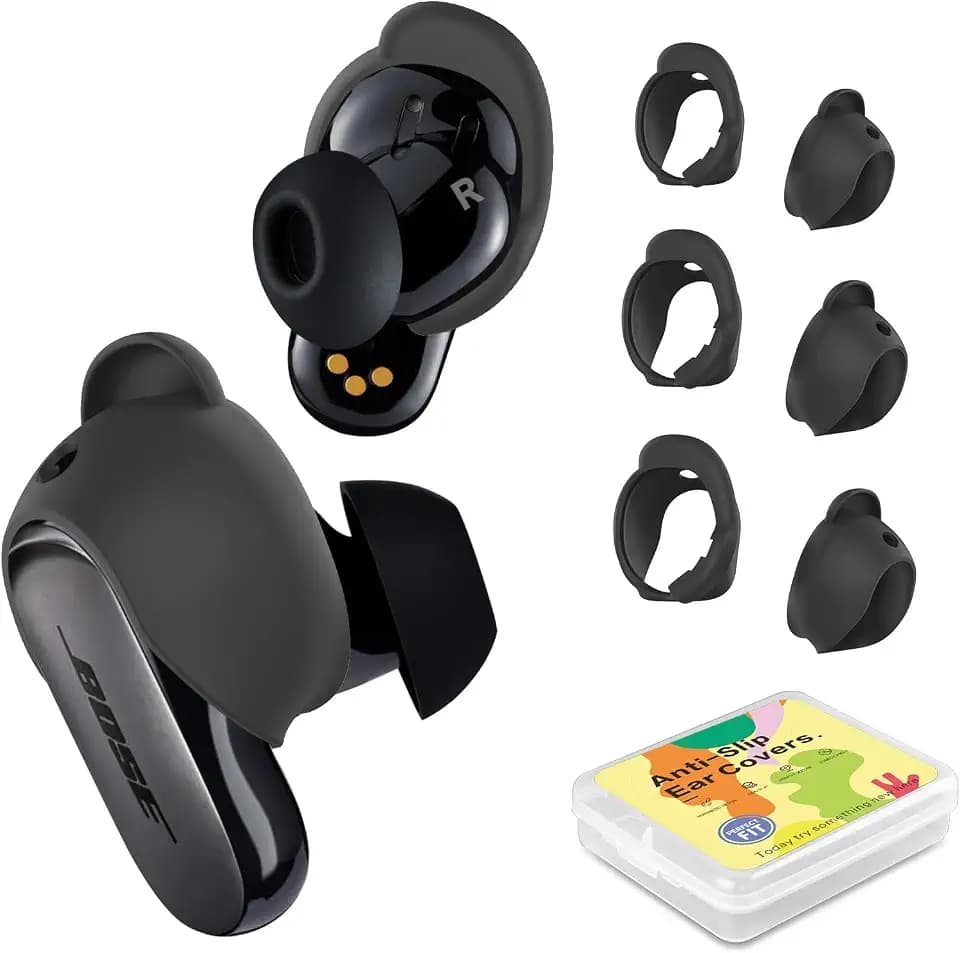 3 Paar Kopfhörer-Anpassungs-Set, kompatibel mit Bose QuietComfort Ultra/Ersatzhülle aus Silikon für Bose-Kopfhörer, 3 Größen (schwarz)