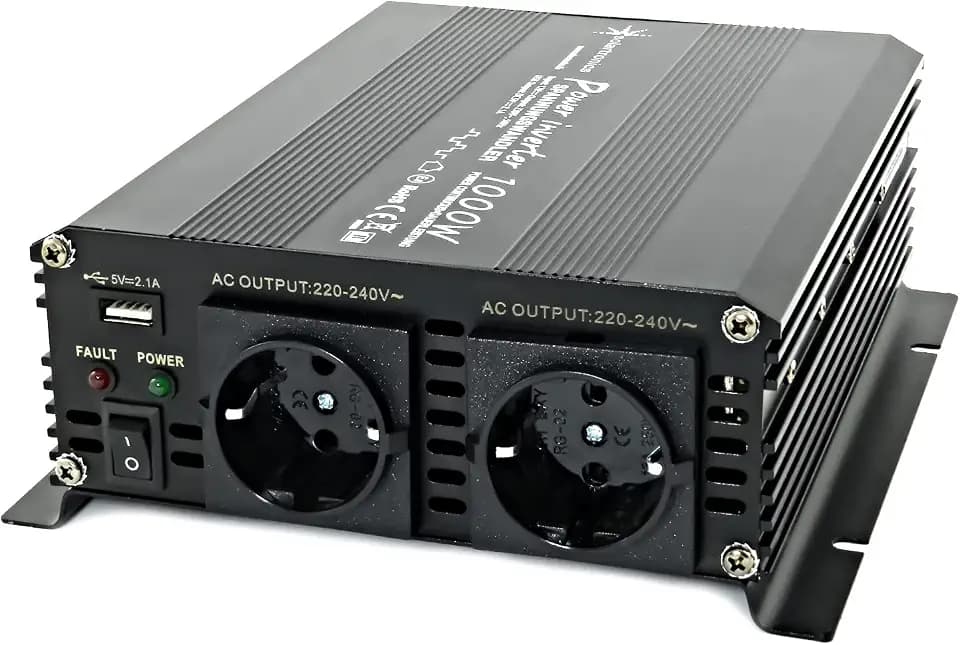 SOLARTRONICS Spannungswandler NM1000 12V 1000 Watt SCHWARZ - 2000 Watt Spitzenleistung - Wechselrichter 12v auf 230v - Blei- oder AGM-Batterie kompatibel - mit Schuko- & USB Anschluss