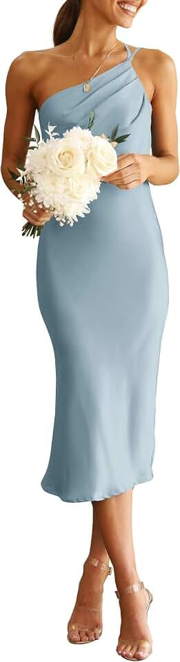 PRETTYGARDEN Women's Satin Backless Midi Cocktail Dress
