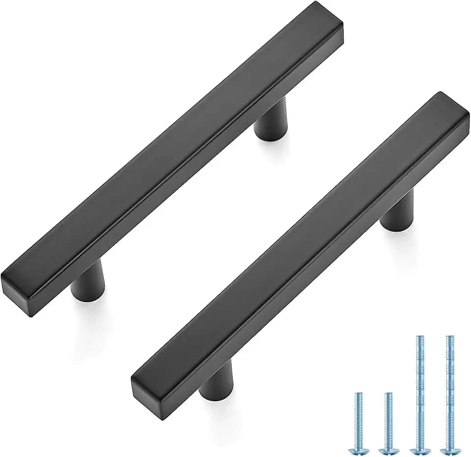 JOY DECOR Matte Black Pulls Cabinet Square Handles 3 Inch 45 Pack