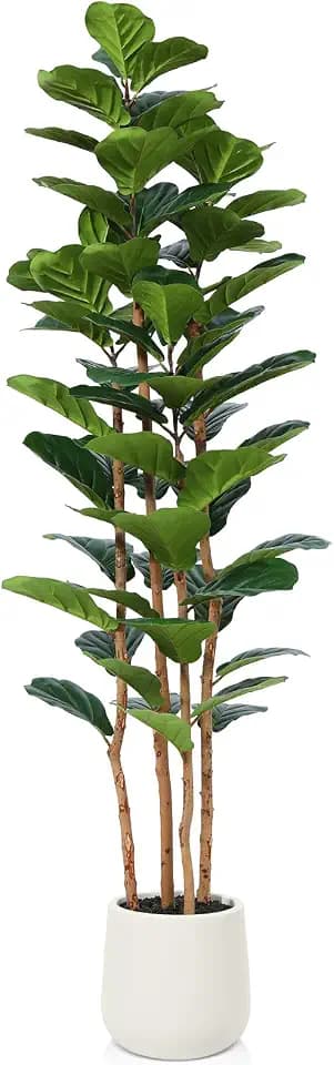 6FT Artificial Fiddle Leaf Fig Tree with White Planter for Home Decor