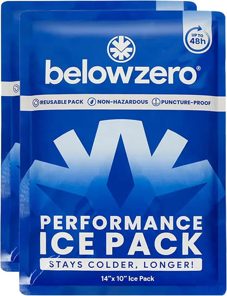 Below Zero Prefilled Reusable Ice Packs for Coolers | Long Lasting Freezer Ice Blocks for Camping, Lunch Bags & More | 48 Hour Cooler Ice Pack Technology
