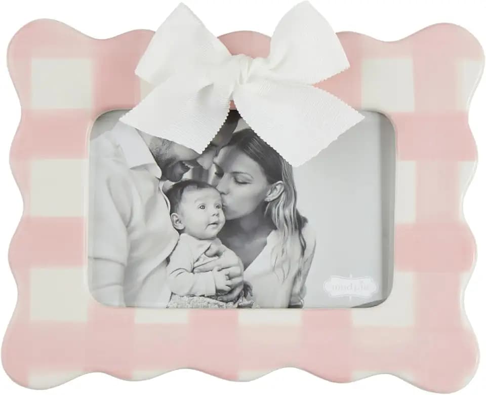 Mud Pie Horizontal Pink Bow Frame; 9" x 7"