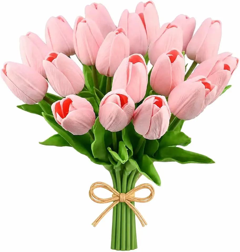 Mandy's 20pcs Artificial Light Pink Tulips