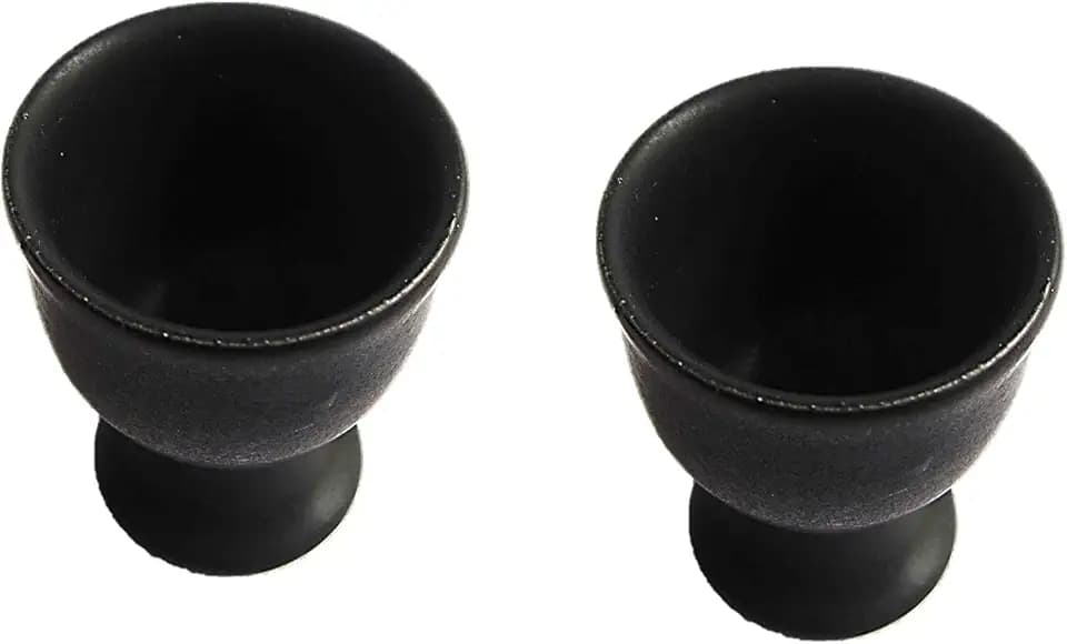 Soft Boiled Egg Holder | Ceramic Egg Cup Set | Ceramic Egg Holder Pottery Housewarming Gift set of 2 (Black)