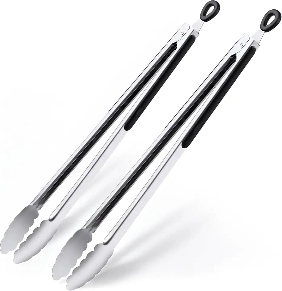 Grill Tongs, 17 Inch Extra Long Stainless Steel BBQ Tongs (17", 2PCS)